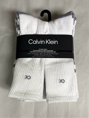New Calvin Klein Socks Men’s 5 Pair Cushion Crew White Casual Preppy Activewear